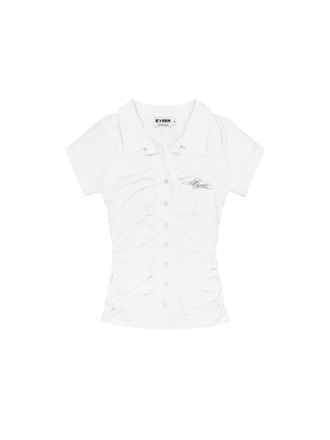 【EYEER】Script Logo Shirring Short Sleeve Shirt