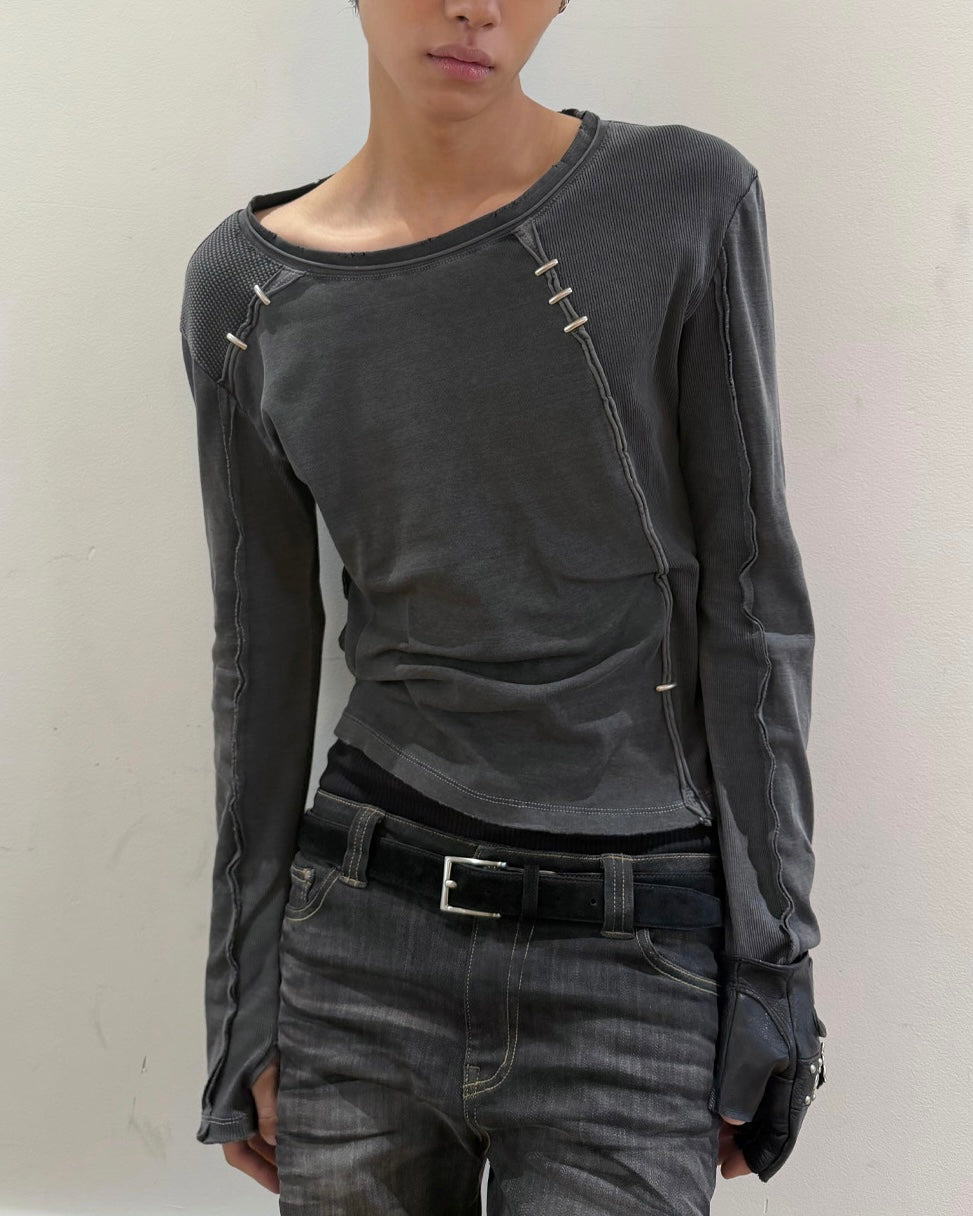 【LECYTO】Pigment Shade Pieces Long Sleeve