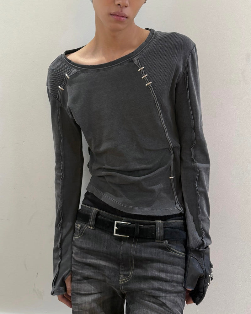 【LECYTO】Pigment Shade Pieces Long Sleeve