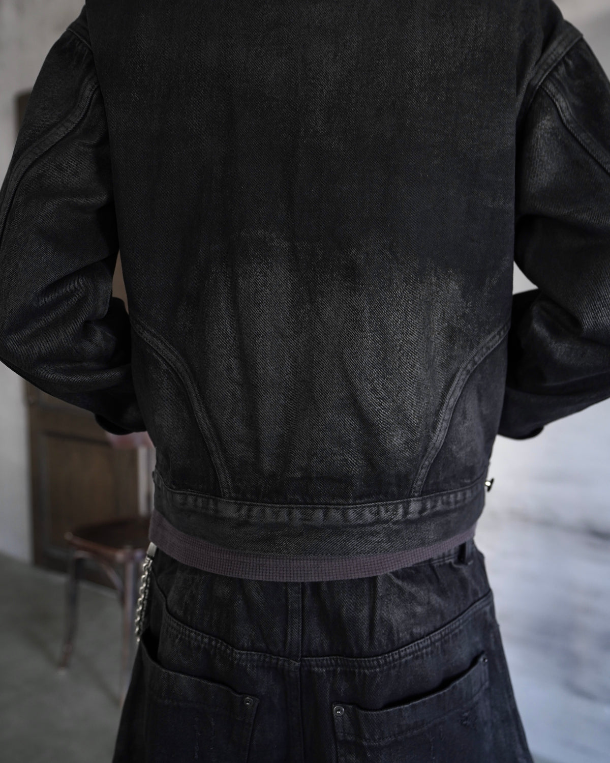【CHIKASHITSU PLUS HIGH】Washed coating denim jacket