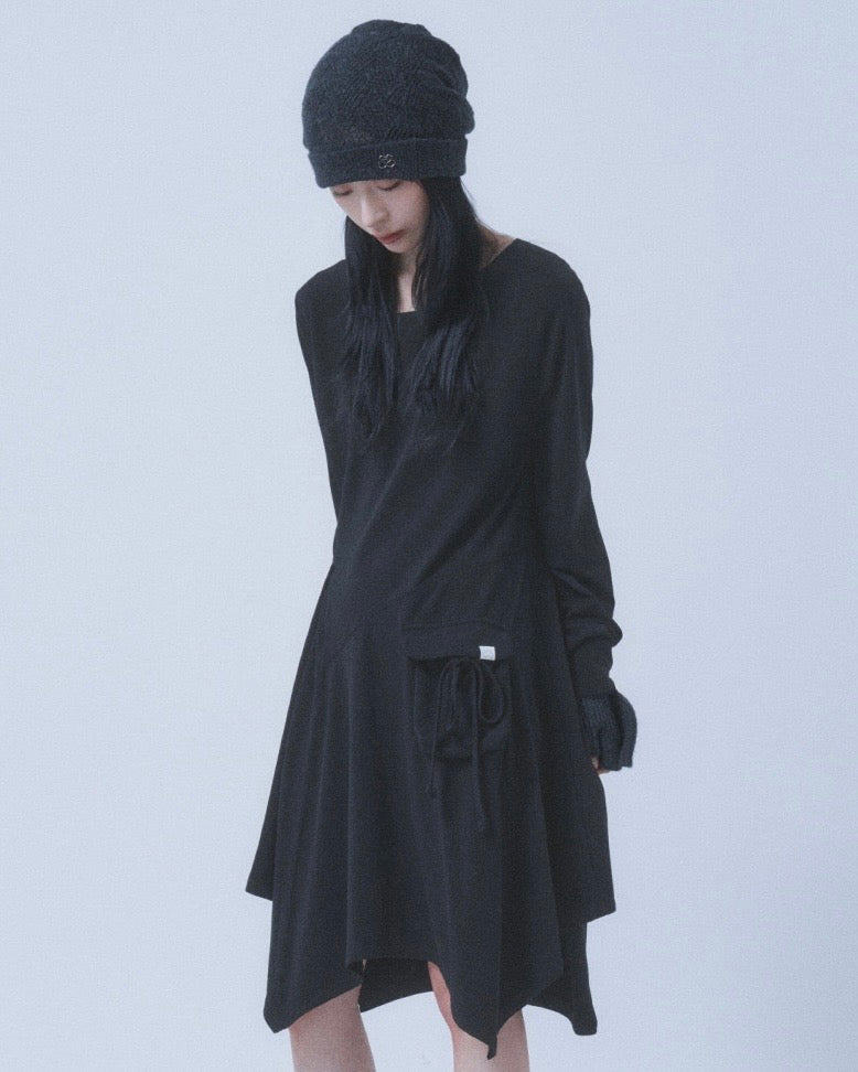 【TUOMIO】BOAT NECK JERSEY DRESS