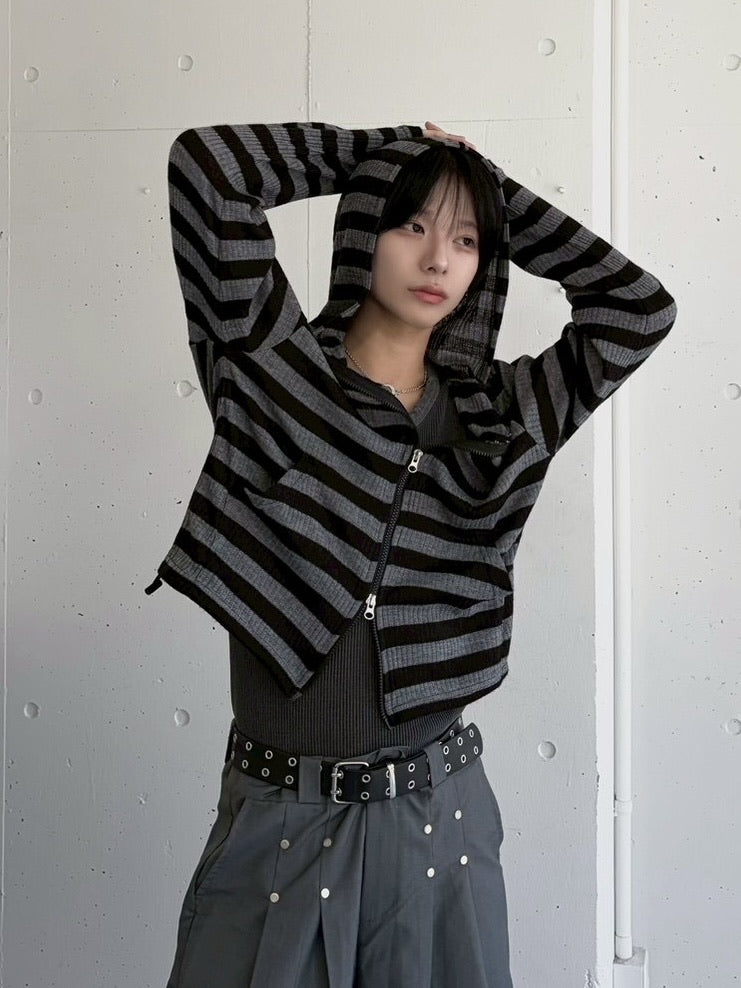 受注制【LUV CODE】stripe zip hoodie 2 (3color)