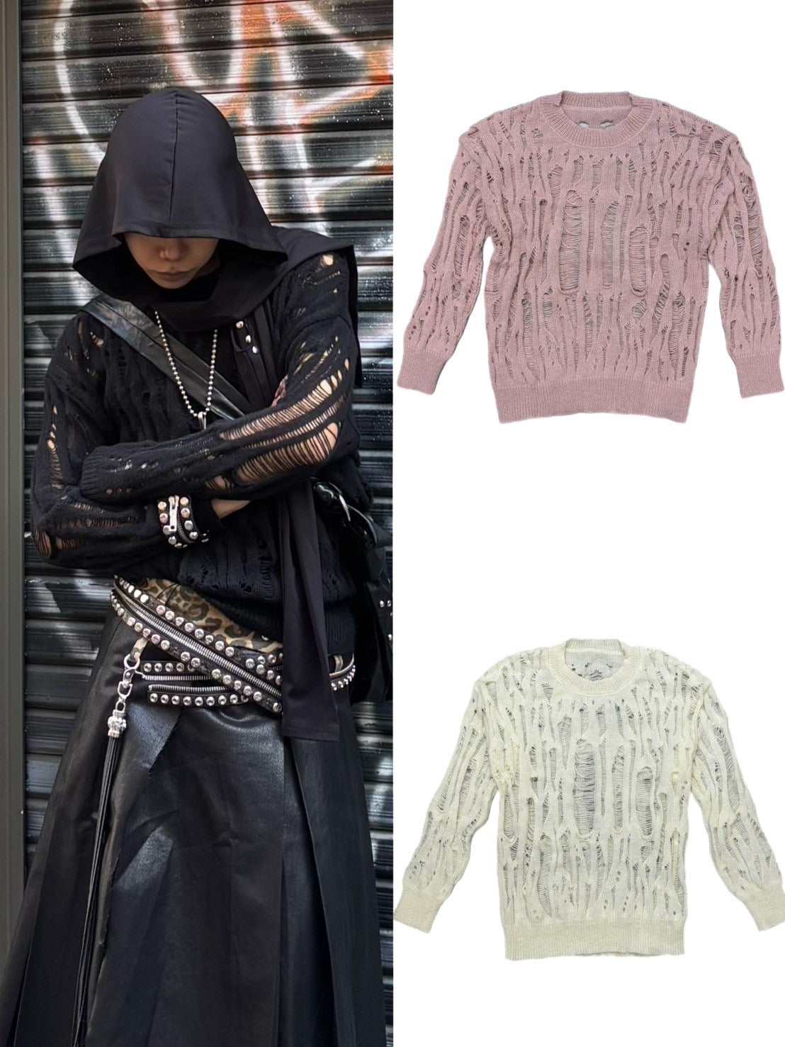 国際配送【Never mind the XU】damage loose knit