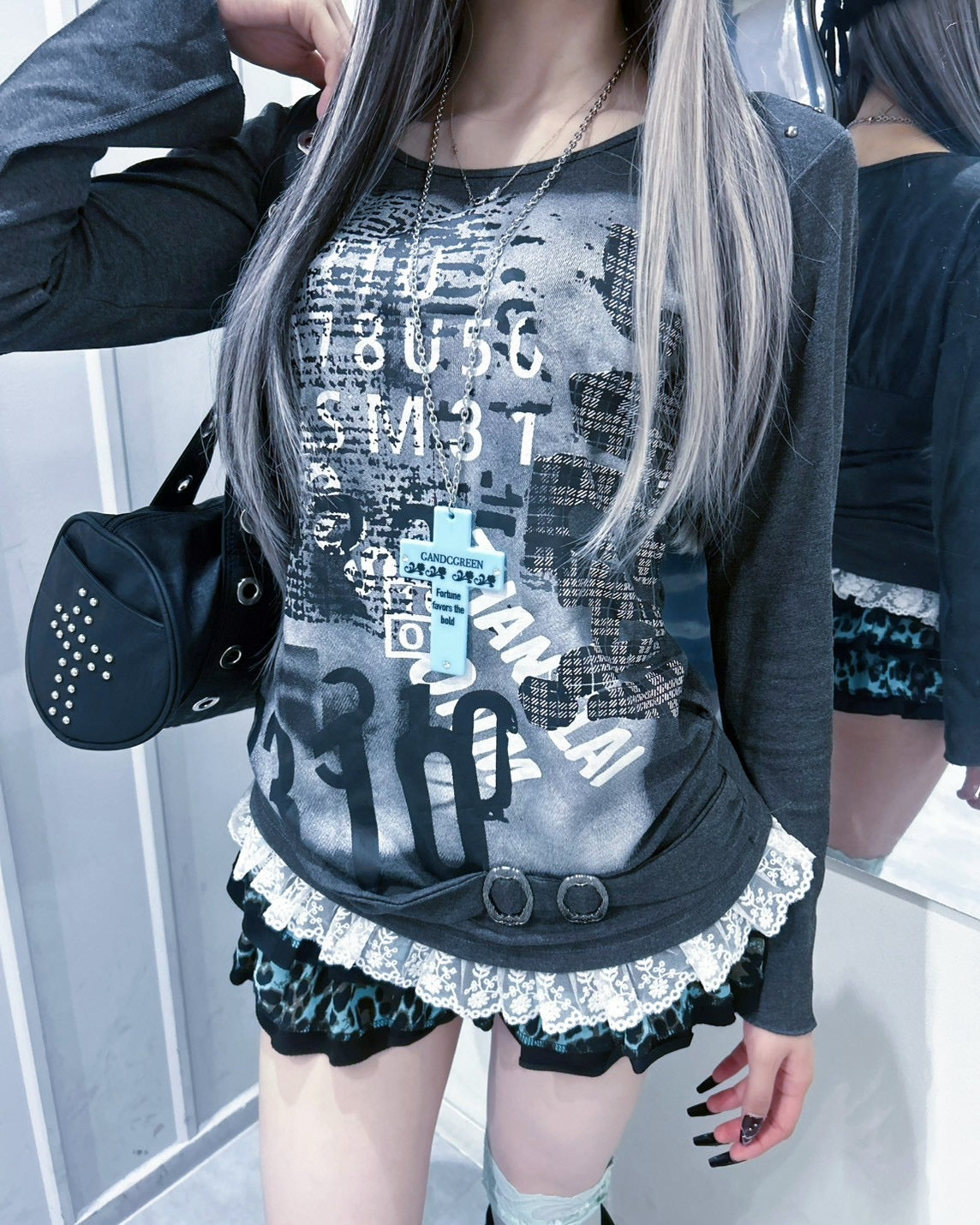 国際配送【BABY09】graphic lace long sleeve