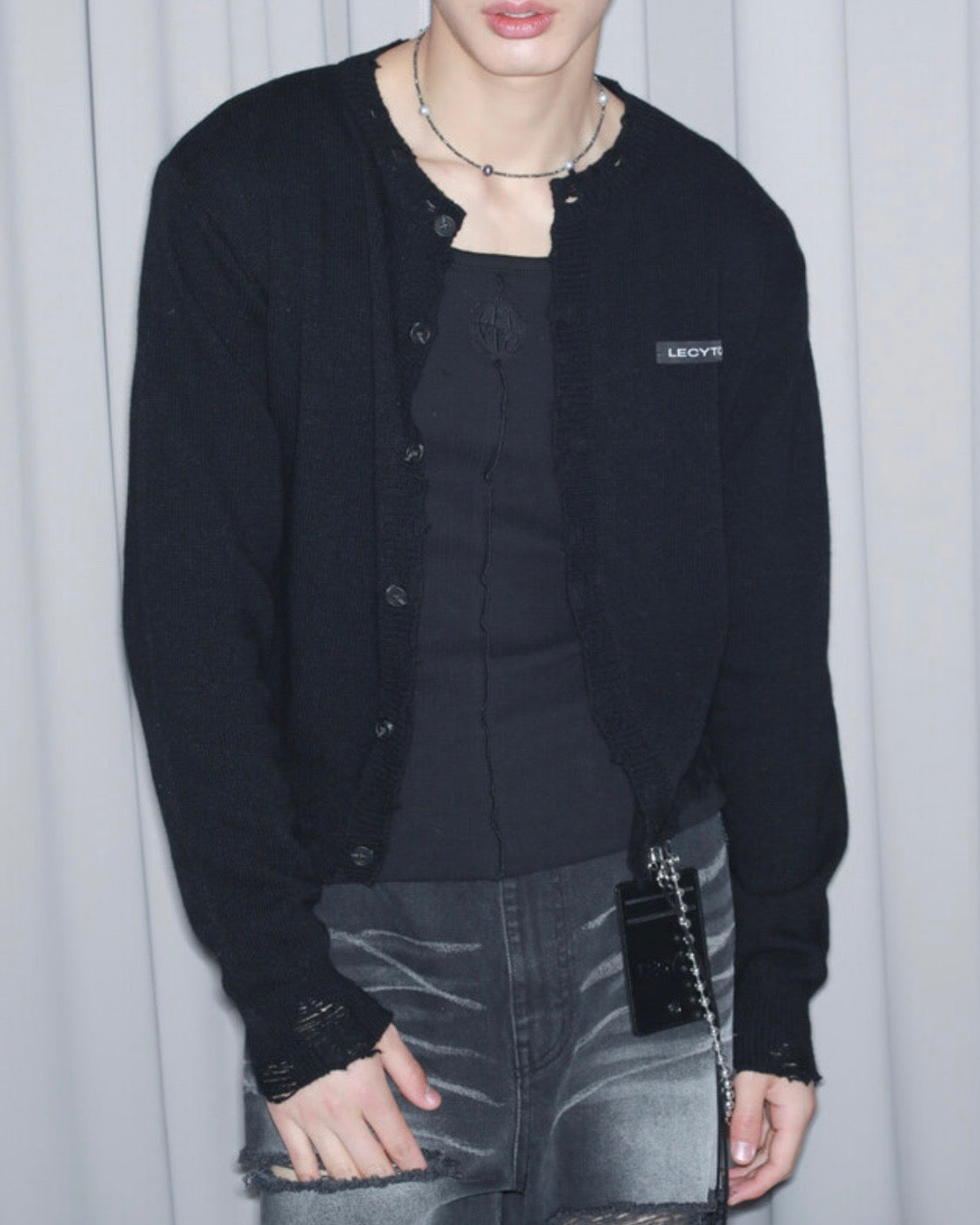 【LECYTO】Destroyed Round Wool Knit Cardigan