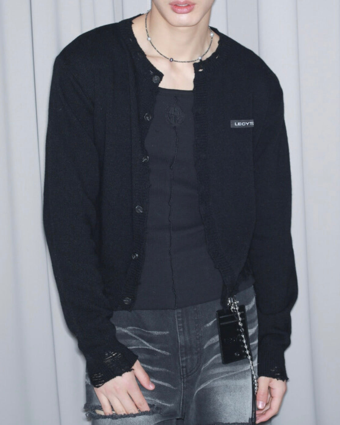 【LECYTO】Destroyed Round Wool Knit Cardigan