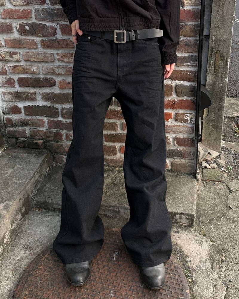 受注制【youll】essential black flare denim pants