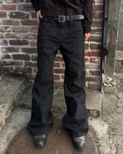 受注制【youll】essential black flare denim pants
