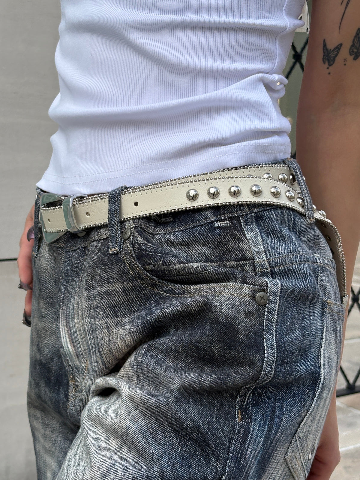 受注制【Never mind the XU】studs belt (2color)