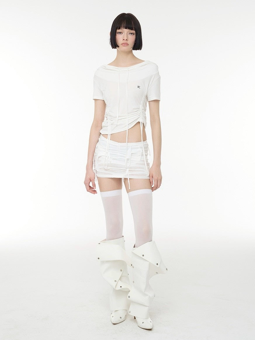 【ROCK CAKE】Shirring Hoodie Top