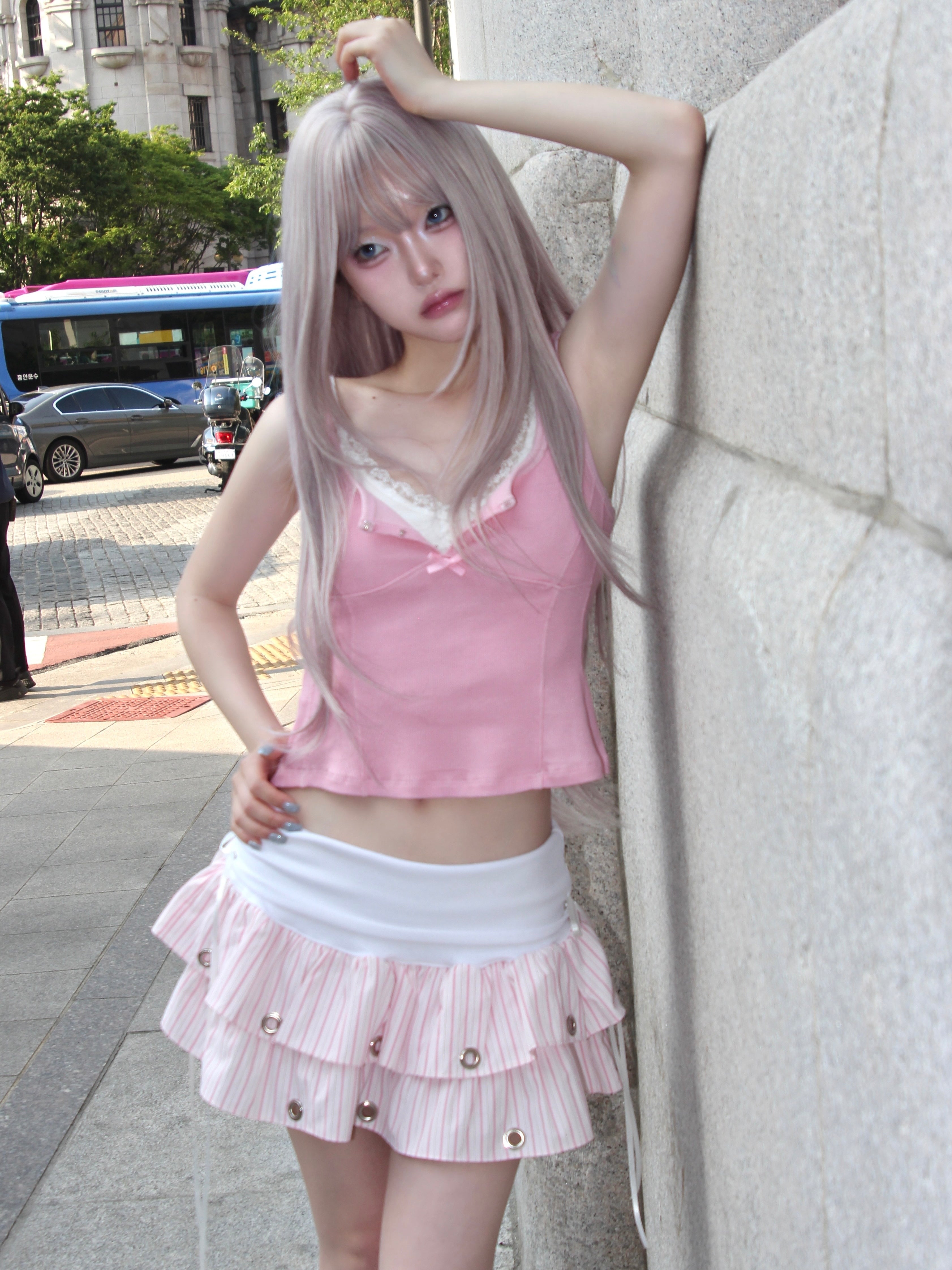 【CHERRYQUIRI】Soft Punk Eyelet Skirt