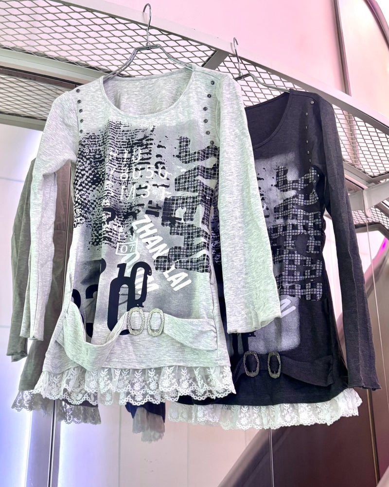 国際配送【BABY09】graphic lace long sleeve