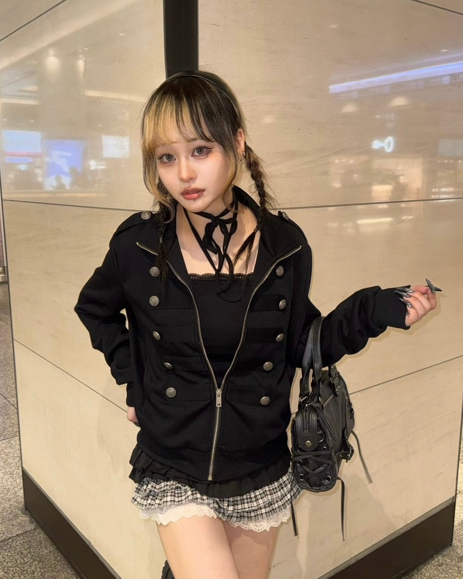 大阪店 WEB限定 受注制【Never mind the XU】Doll Check Layered Skirt