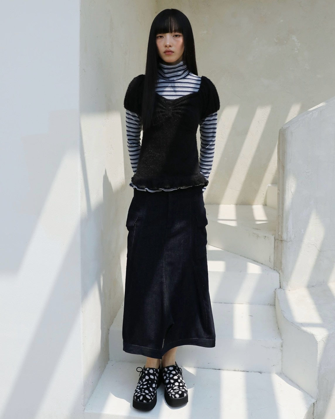 【Uglyshadow】SOFT SHIRRING T-SHIRT