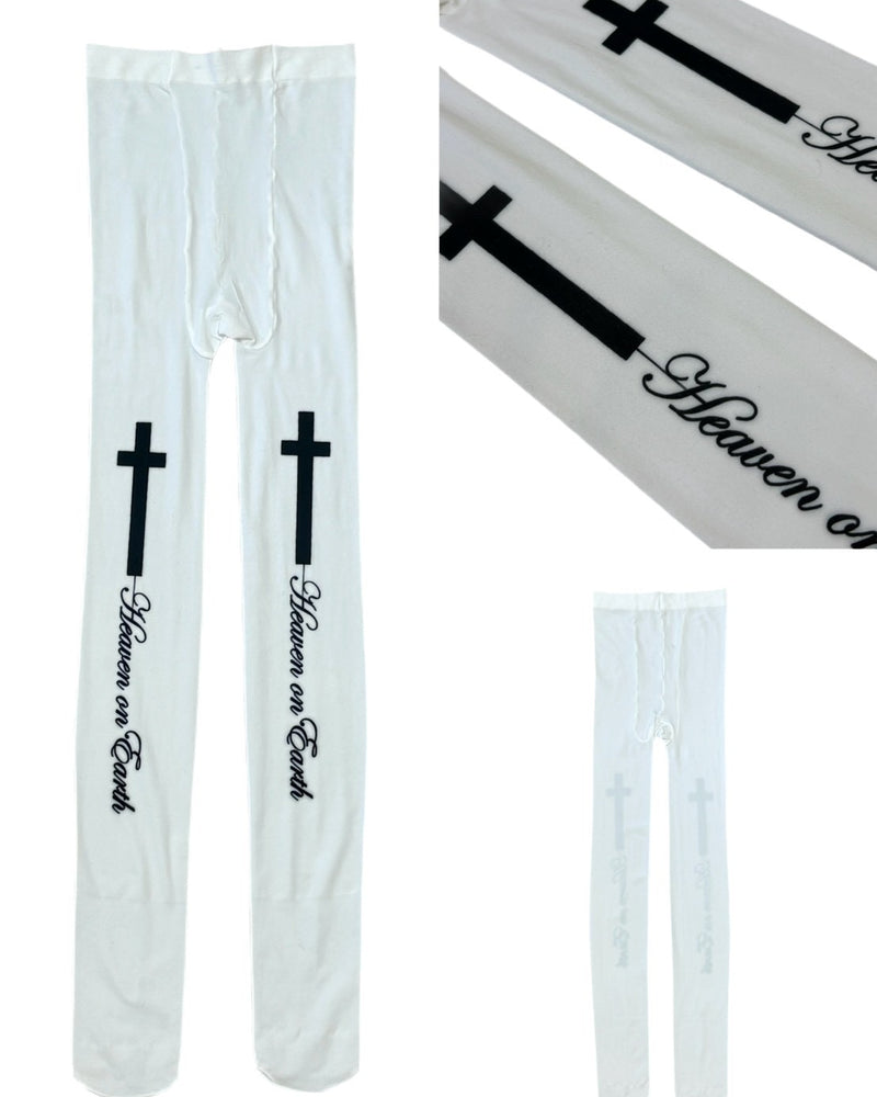 国際配送【Never mind the XU】Cross lettering tights