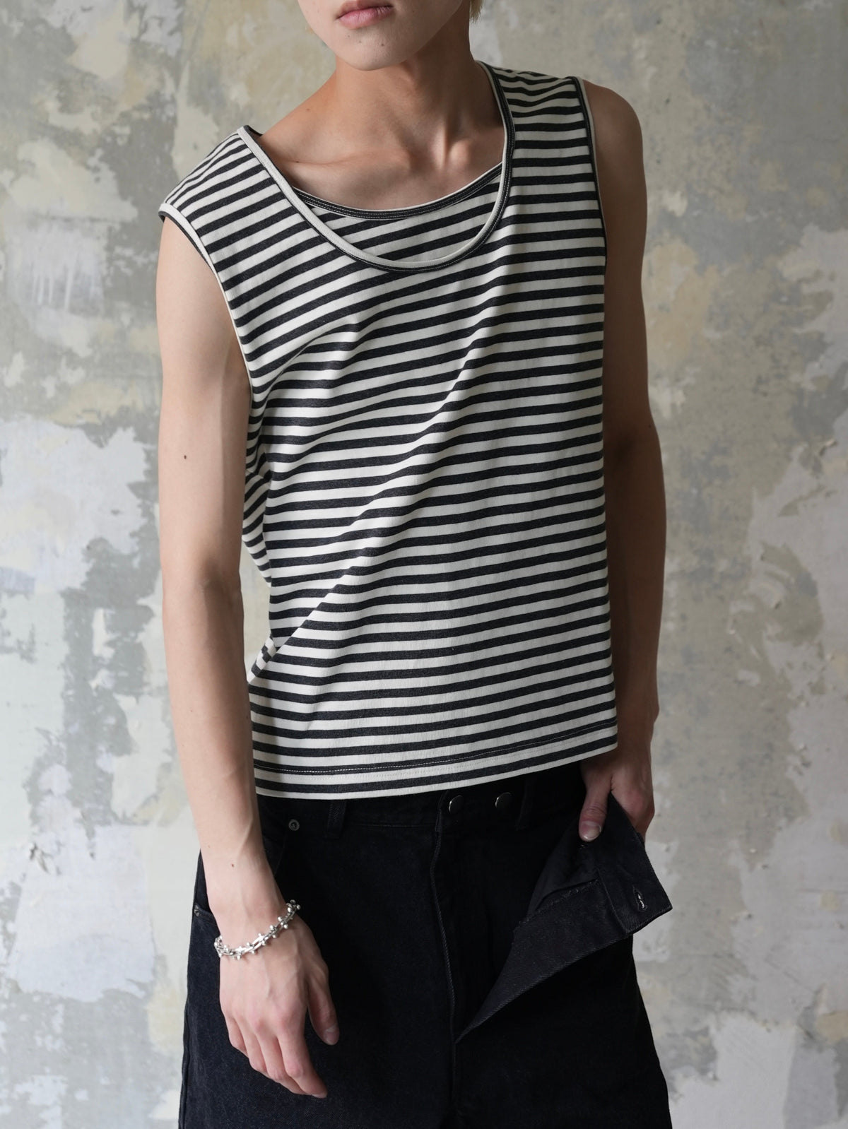 【Lee fi Ne】Layered Stripe Tank