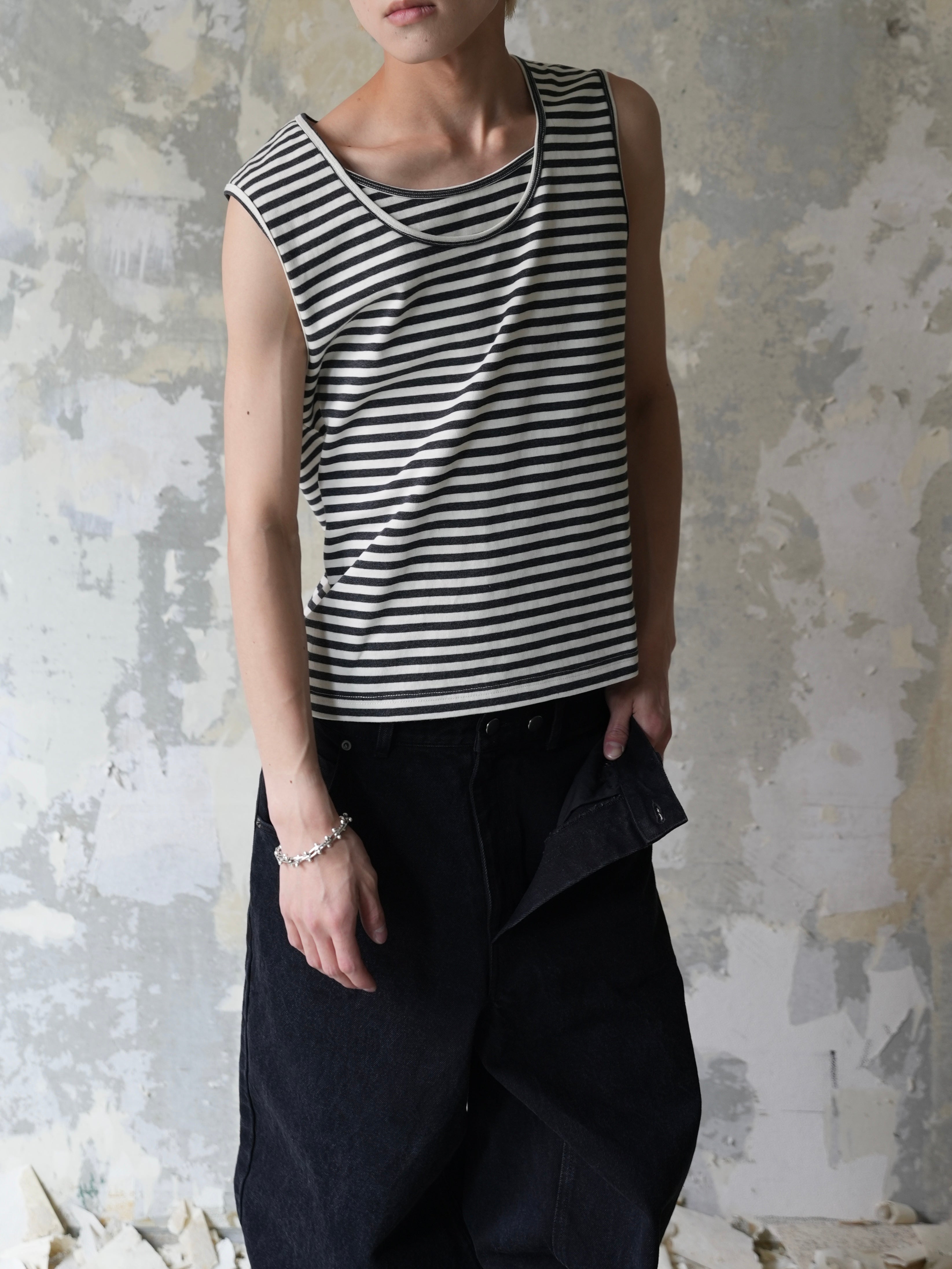 【Lee fi Ne】Layered Stripe Tank