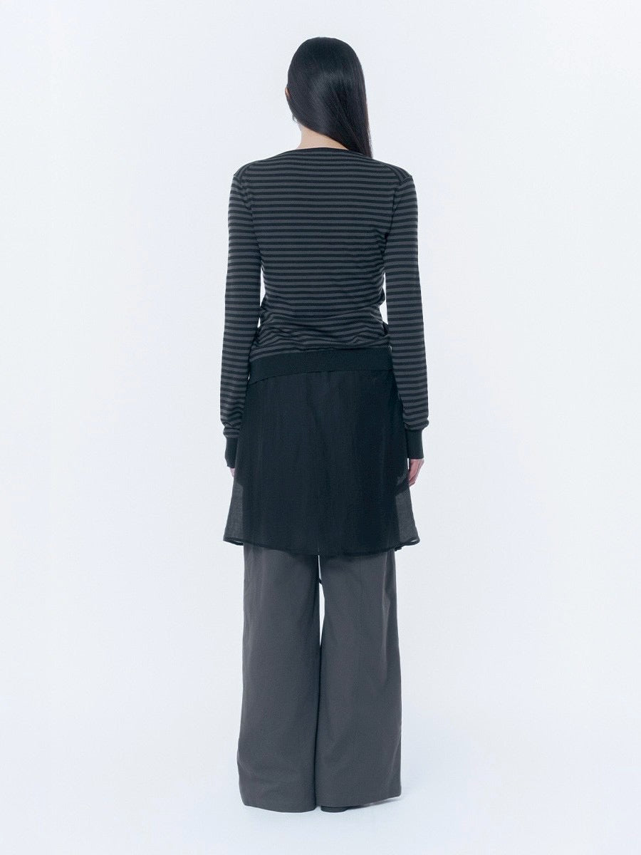 【Miseki seoul】Button layered wrap skirt