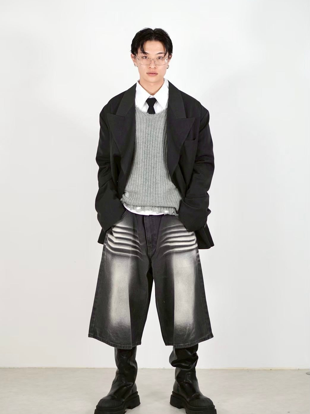 受注制【Chikashitsu +】8-length bermuda denim pants (2color)