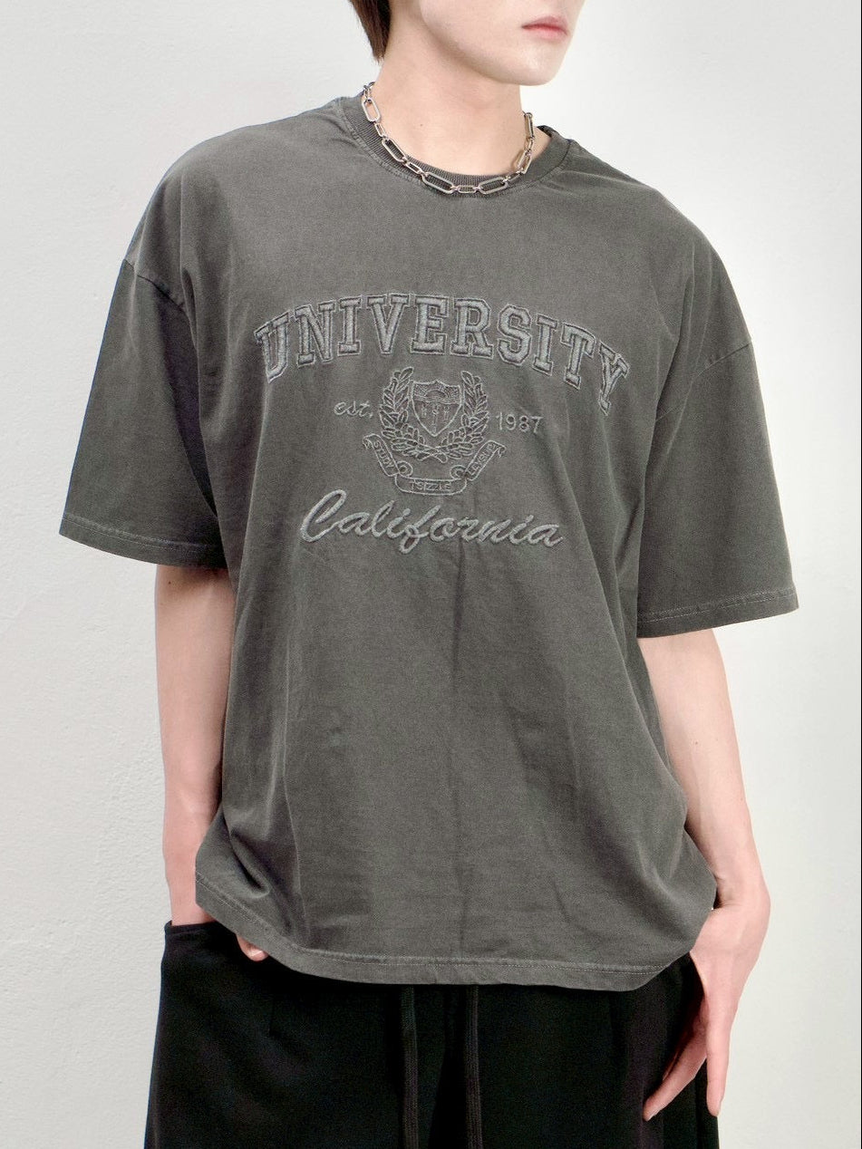 受注制【Chikashitsu +】pigment university t-shirt (3color)