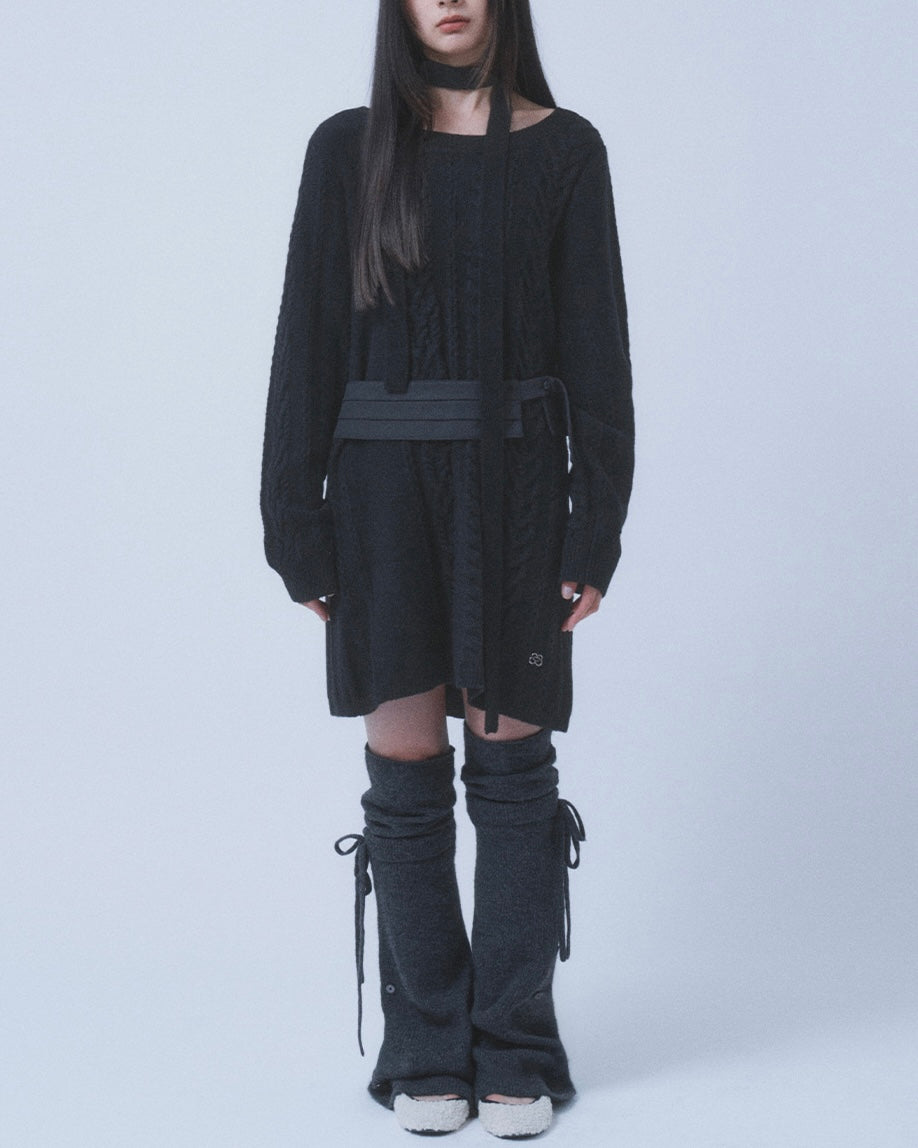 【TUOMIO】LAYERED KNIT LEG WARMER