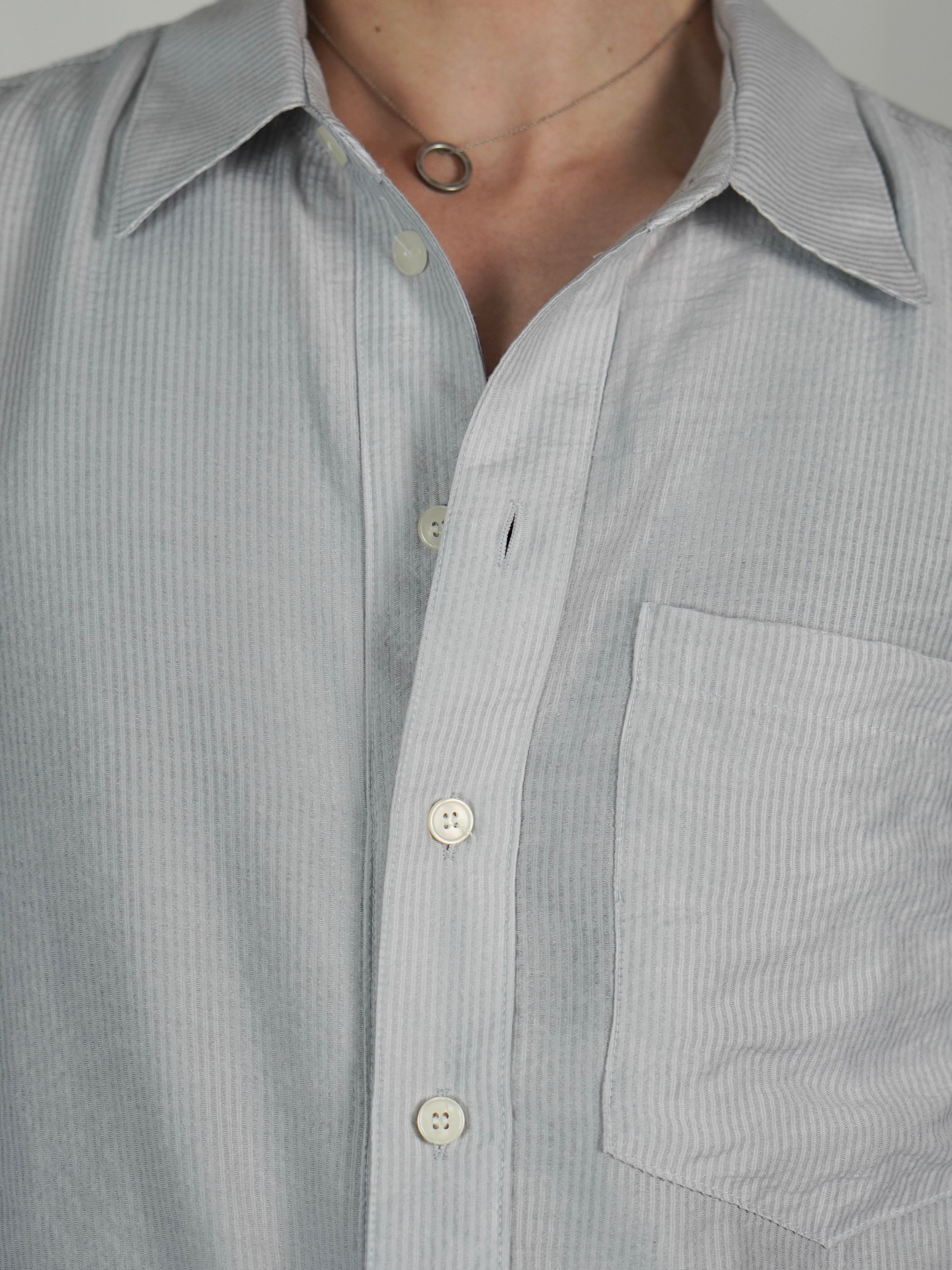 5/8 20:00 発売 受注制【Chikashitsu +】soft cropped stripe shirt (3color)