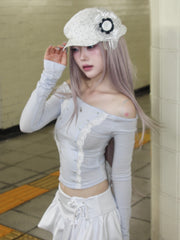【CHERRYQUIRI】cloud lace off shoulder top