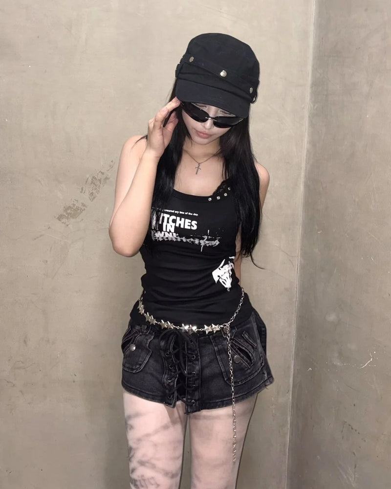国際配送【Never mind the XU】lace-up denim skort (2color)