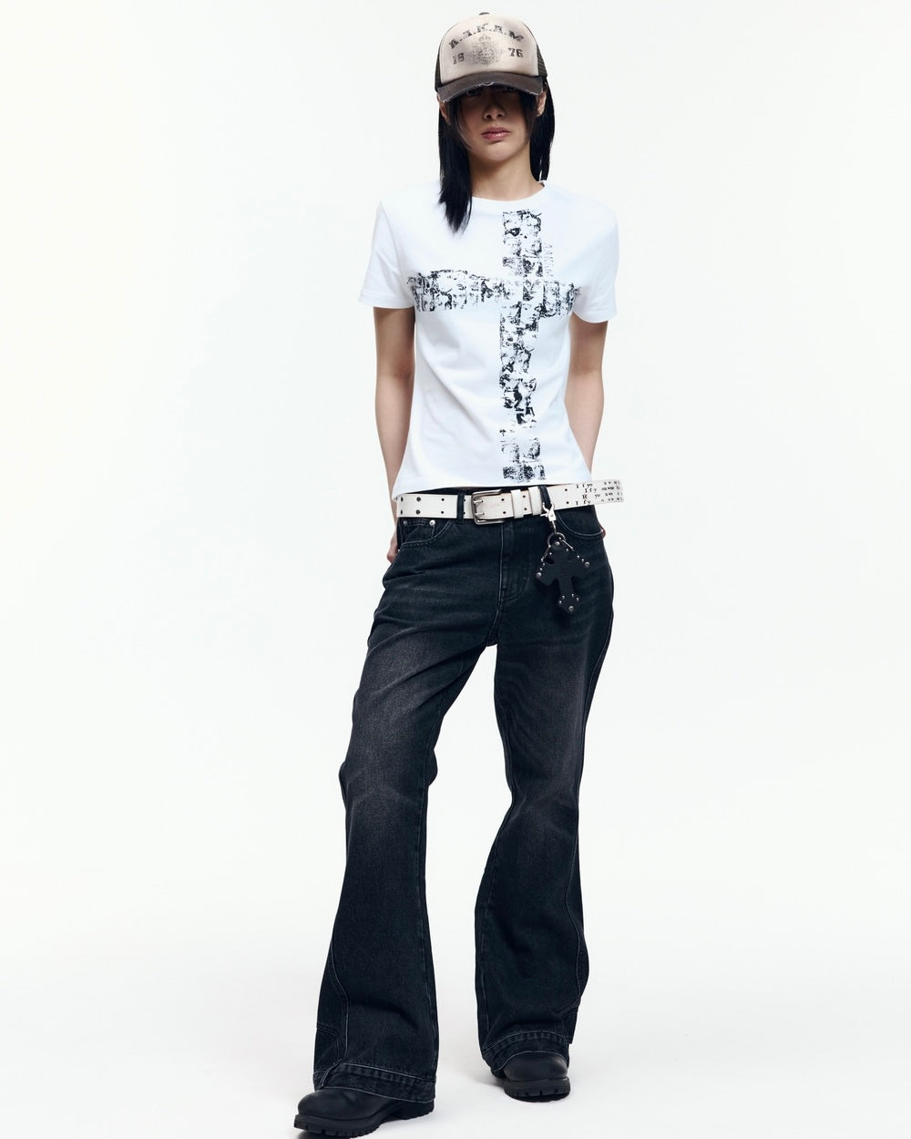 【AAKAM】Mosaic Cross Half Top