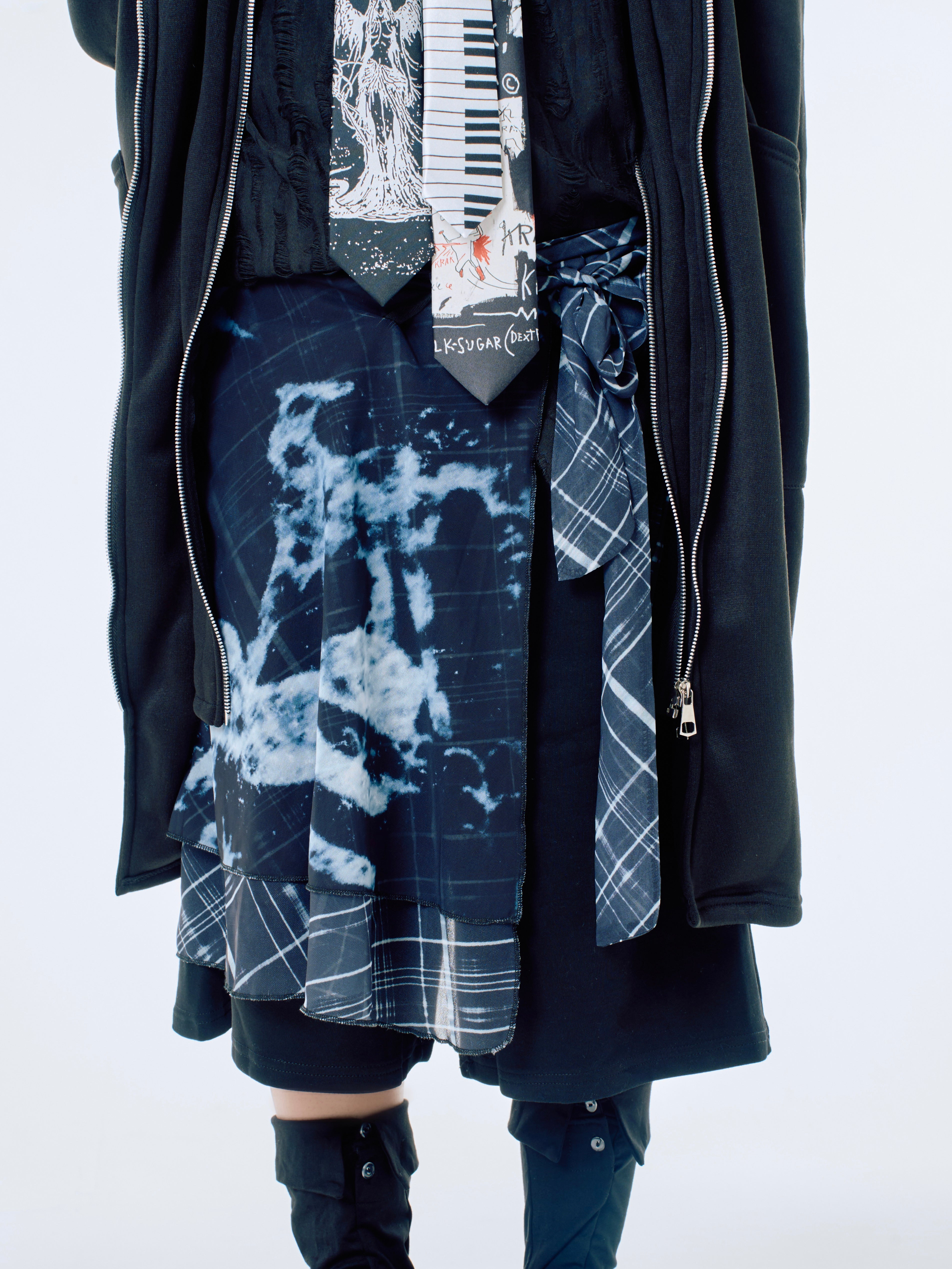 国際配送【Nerd out XU】horse strap check skirt / 【ナードアウトエックスユー】ホースストラップチェックスカート