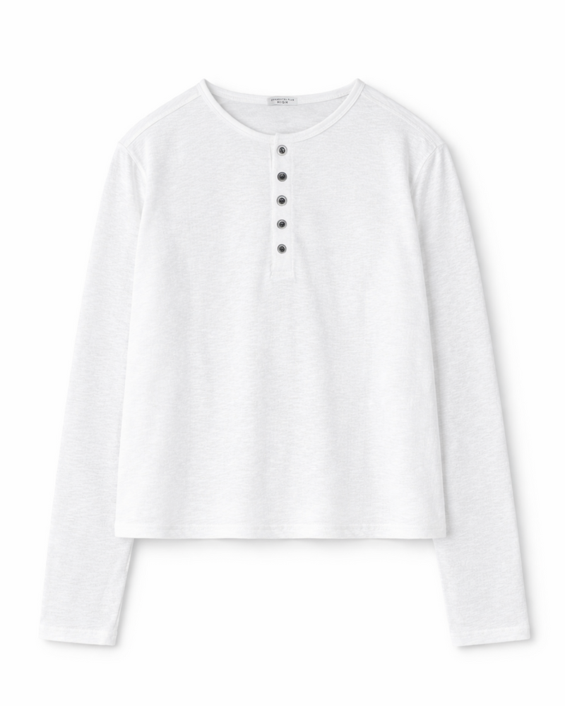 【CHIKASHITSU PLUS HIGH】Steel button henley neck tee (2color)