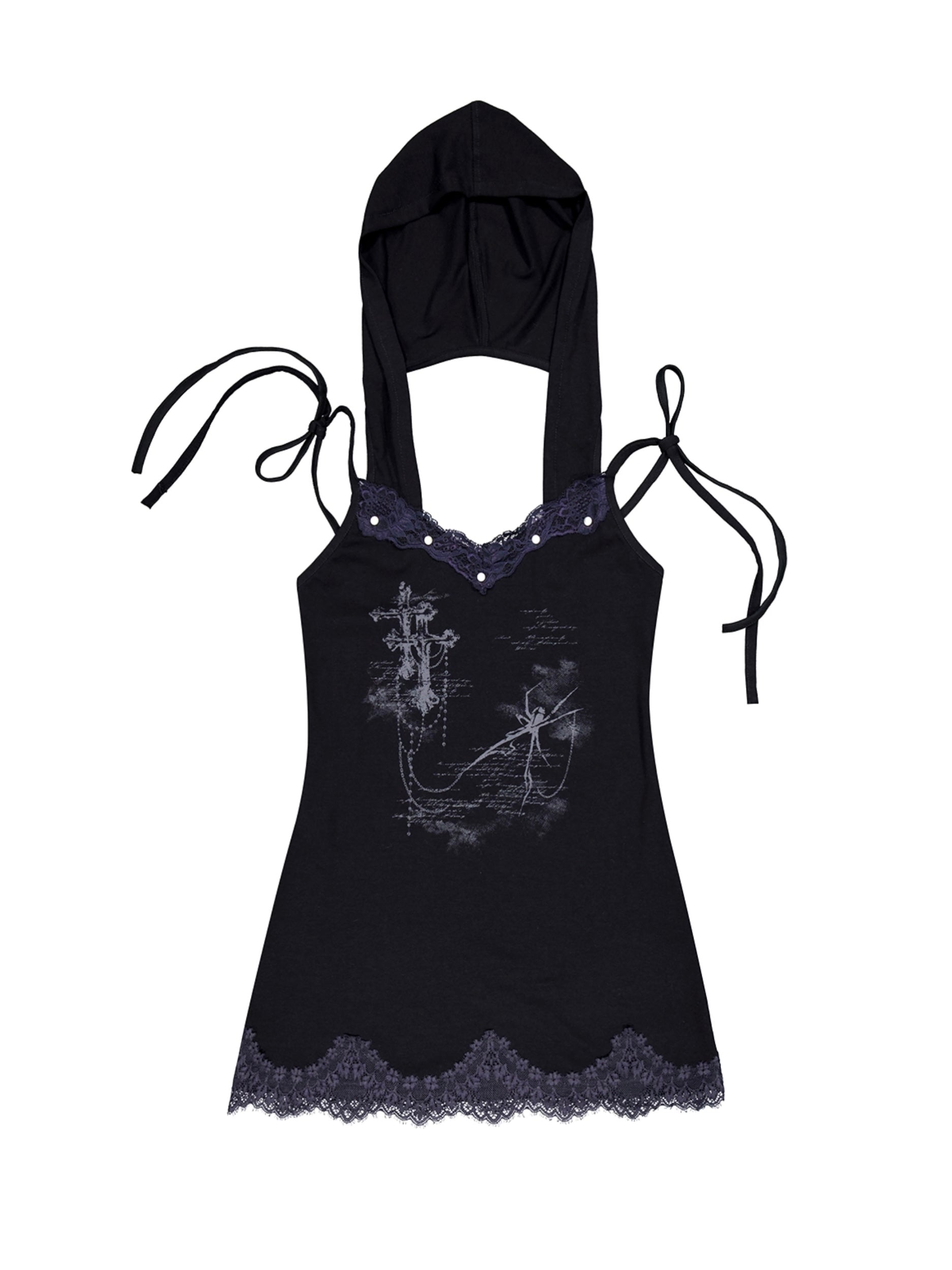 6/6 20:00発売【NOT KNOWING】Lace Hoodie Dress