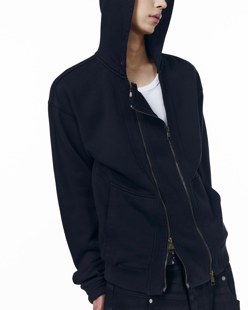 【AAKAM】Double Zippered Zip-Up Hoodie