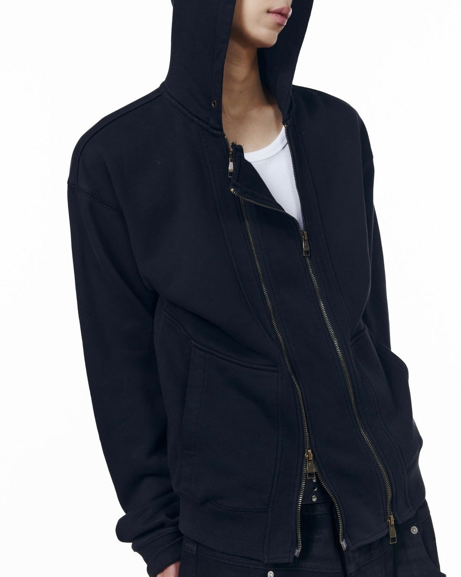 【AAKAM】Double Zippered Zip-Up Hoodie