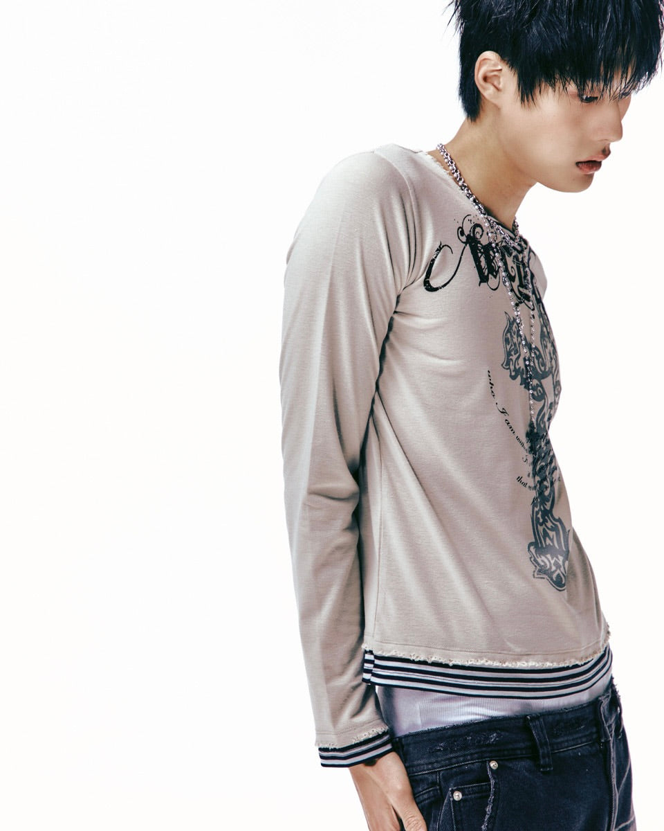 【LECYTO】Xenon Cross Stripe T-Shirt