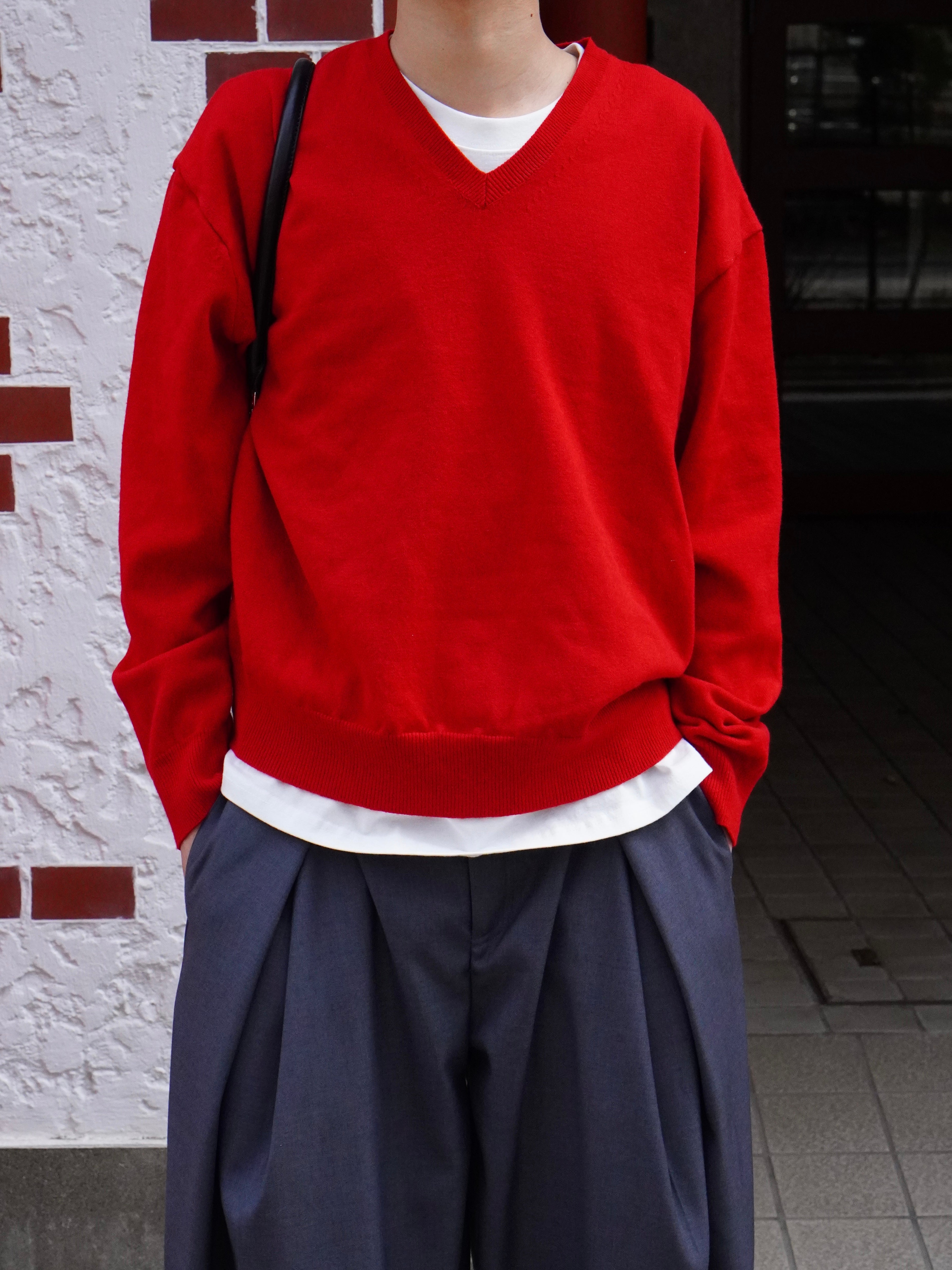 東京店WEB限定【Chikashitsu +】cropped vneck knit (3color)