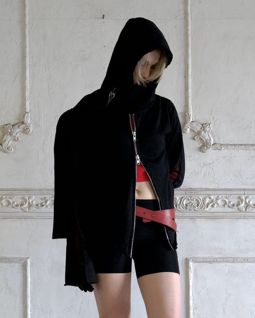 【YIKAI LABORATORY】COCOON ASYMMETRIC ZIPPER HOODIE