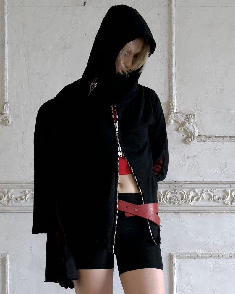 【YIKAI LABORATORY】COCOON ASYMMETRIC ZIPPER HOODIE
