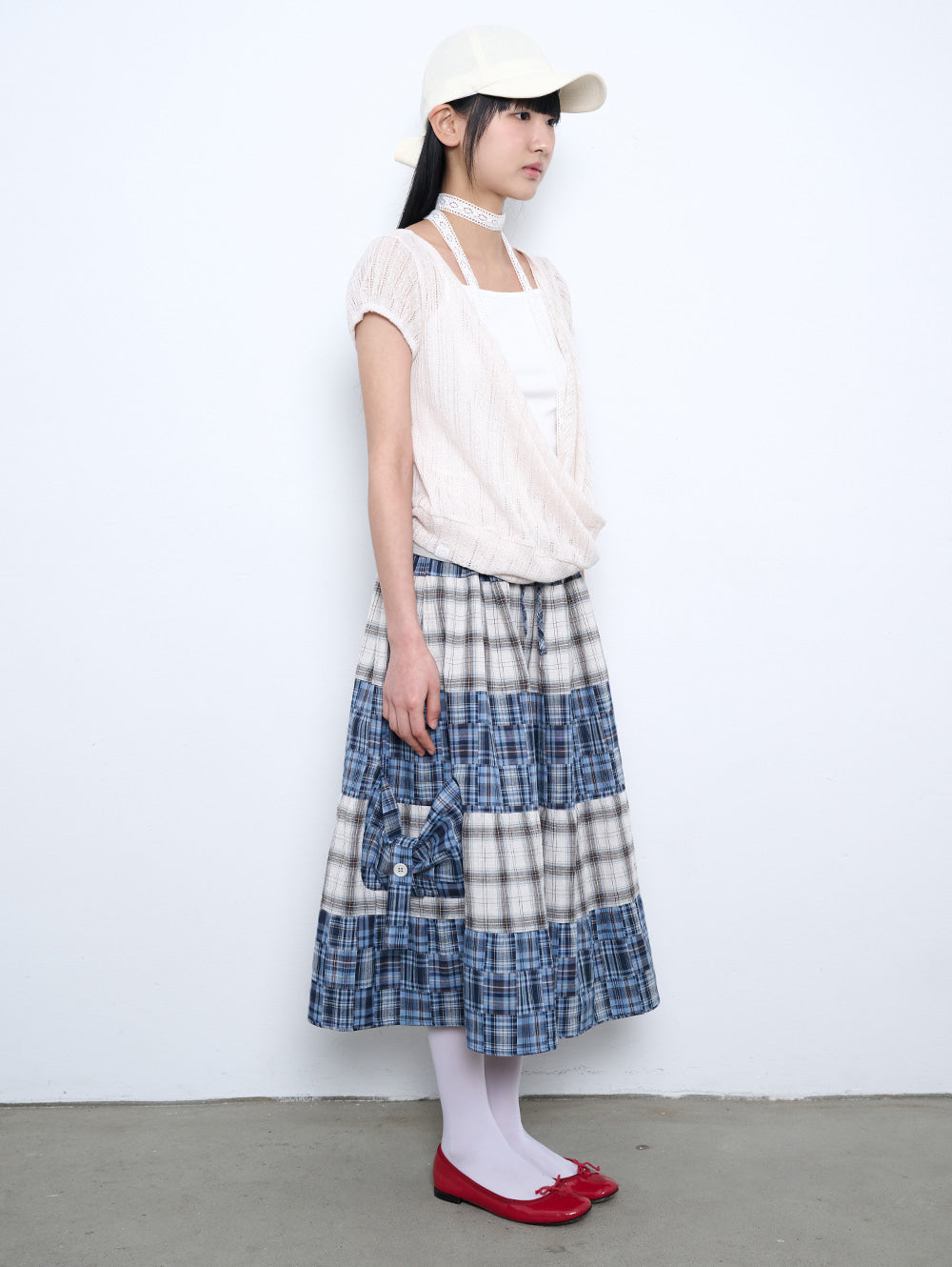 6/8 21:00発売【TUOMIO】2-WAY PATCHWORK SKIRT