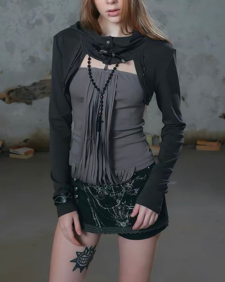 【Cest Nous】Tassel Hooded Top