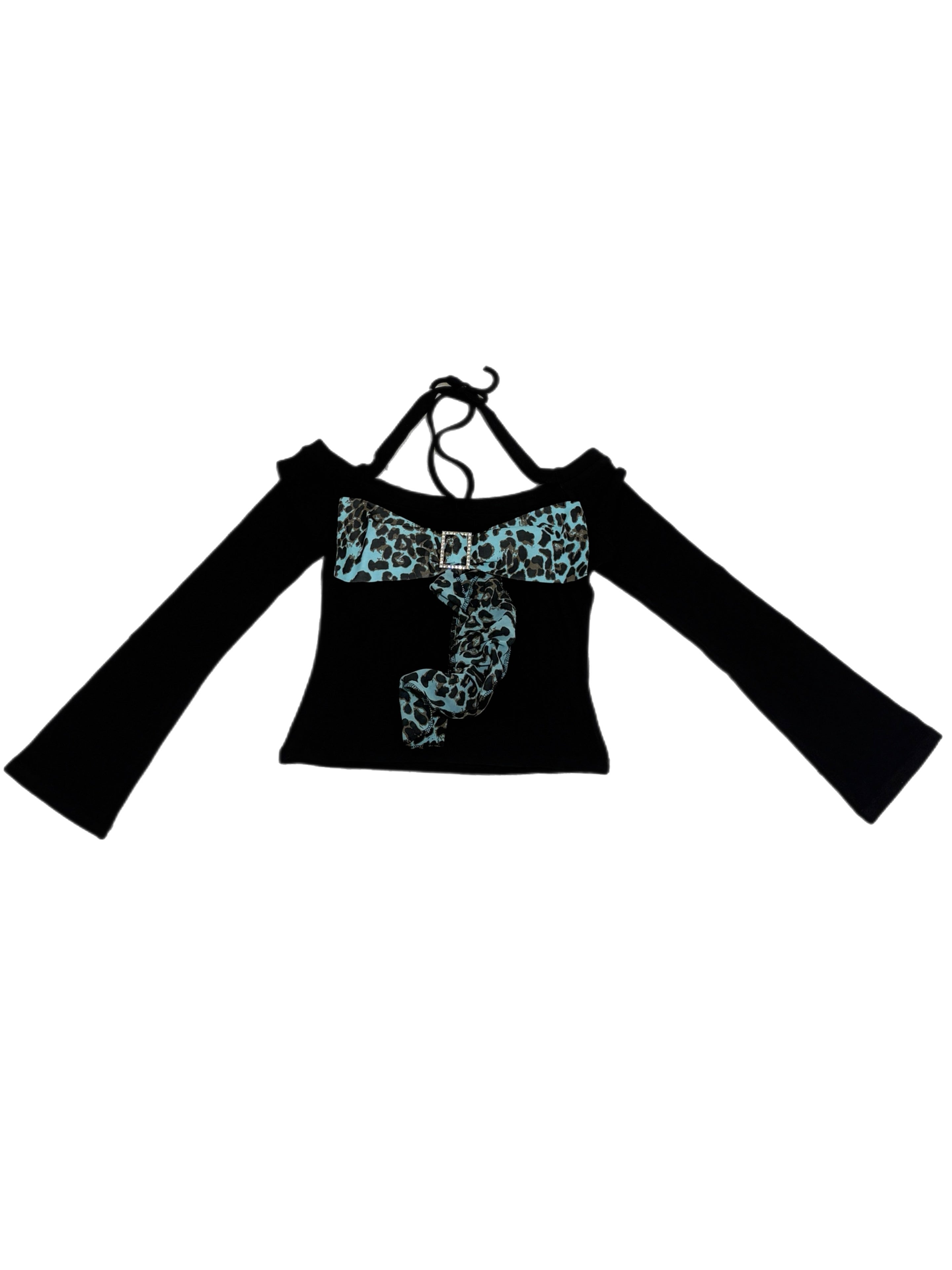 【BABY09】 baby leopard ribbon tops (2color)