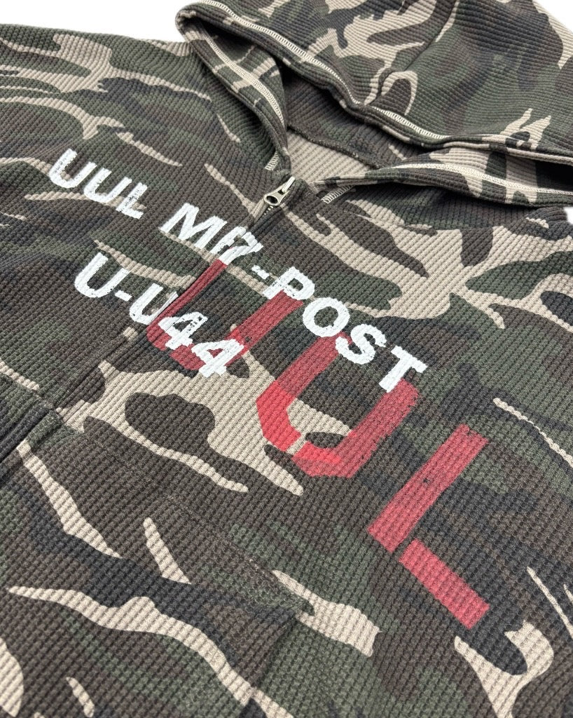受注制【Never mind the XU】MILITARY CAMO THERMAL ZIP HOODIE (2color)