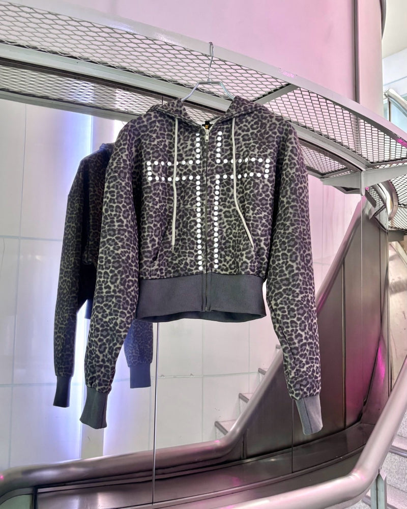国際配送【BABY09】leopard cross hoodie