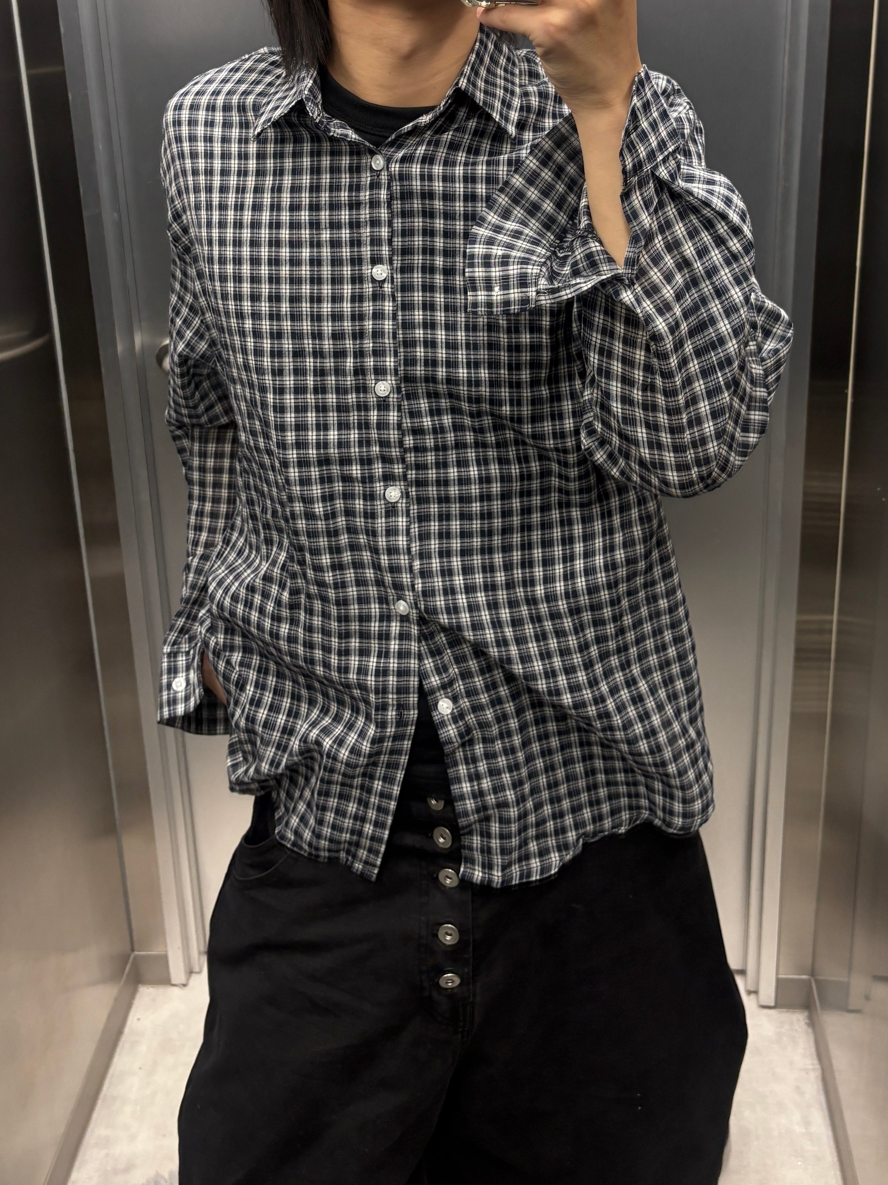 受注制【youll】sheer check shirt (3color)