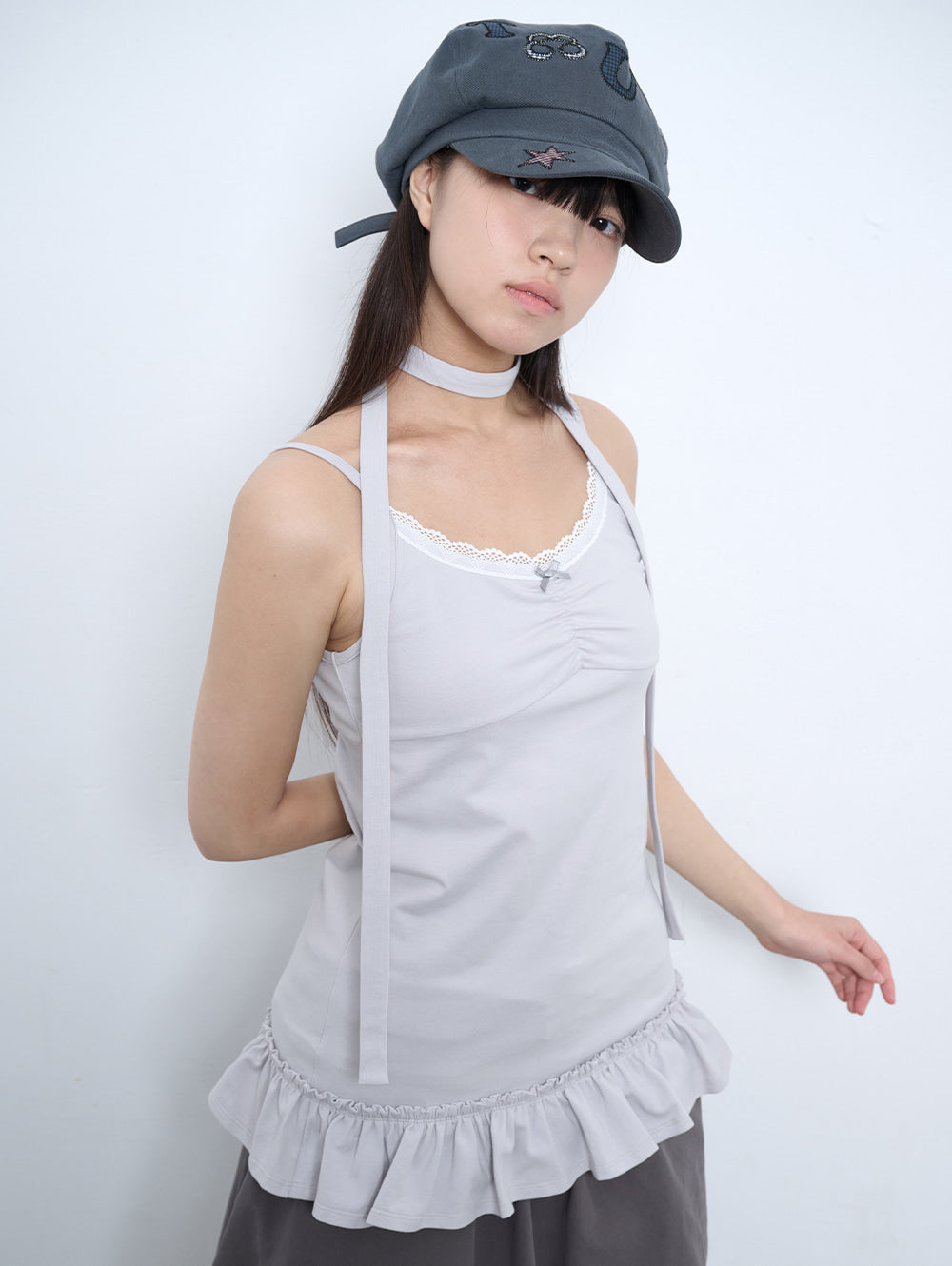 【TUOMIO】SCARF FRILL SLEEVELESS