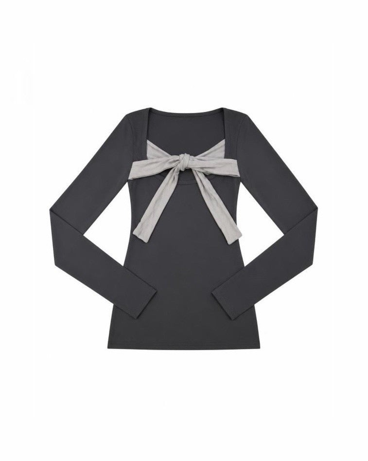 受注制【nmtc+】Ribbon Layered Long Sleeve Top (2color)