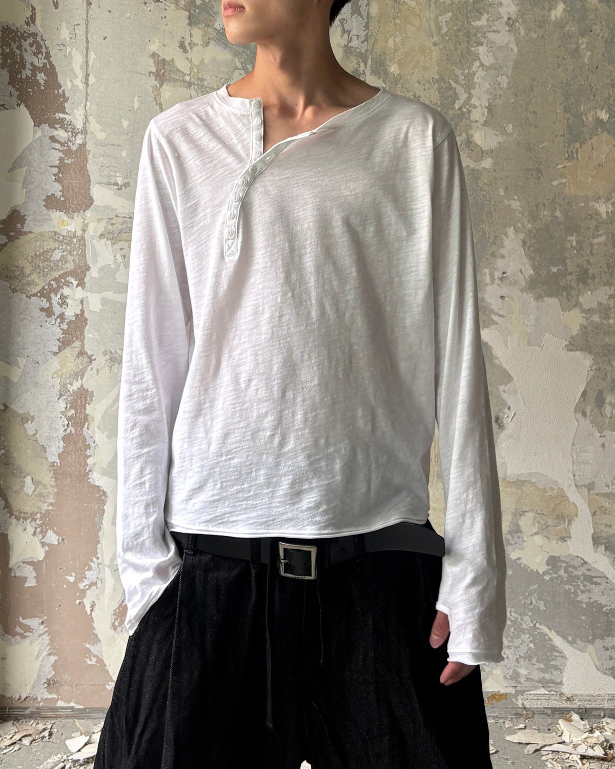 【Lee fi Ne】Offset Henley LS Tee
