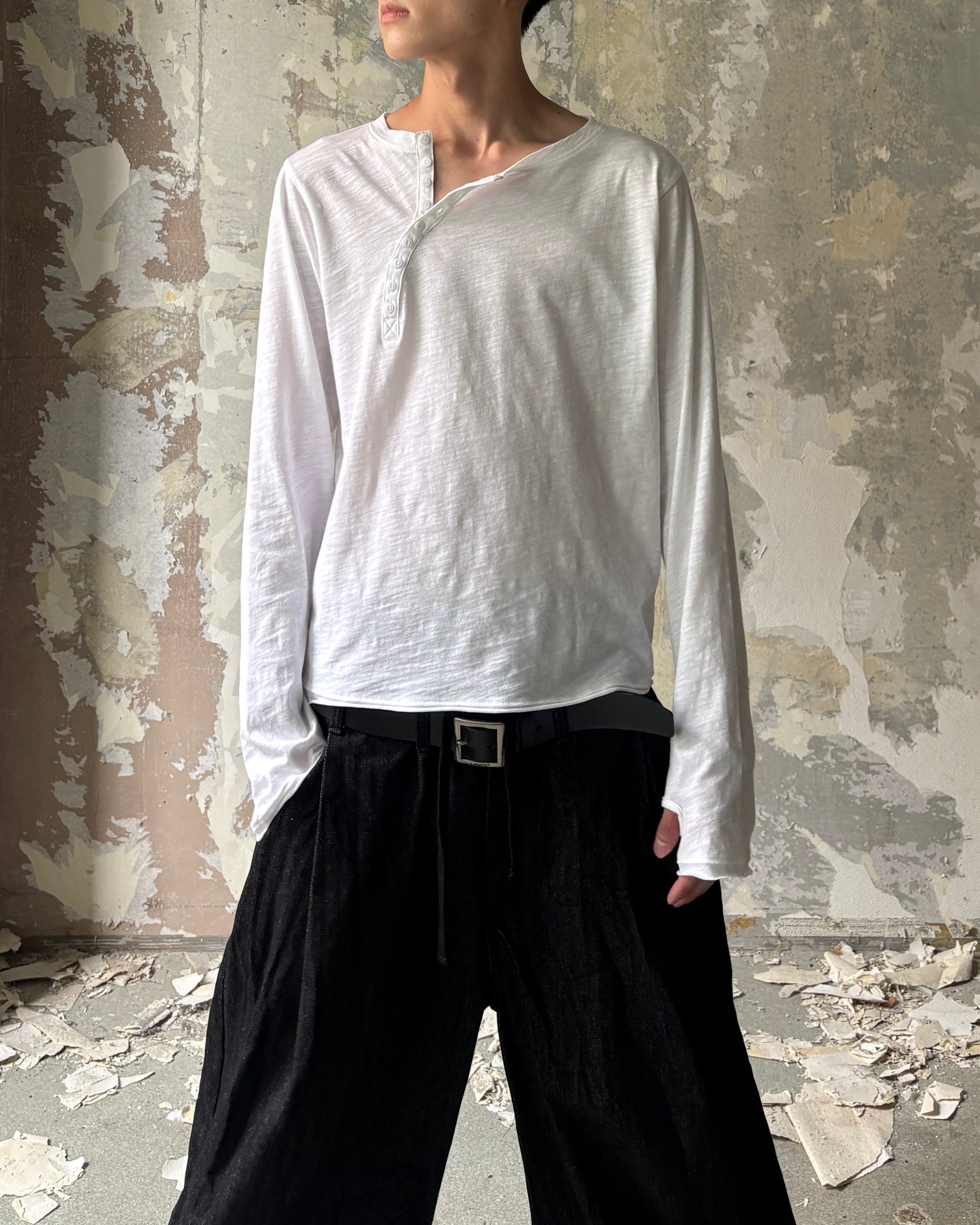 【Lee fi Ne】Offset Henley LS Tee