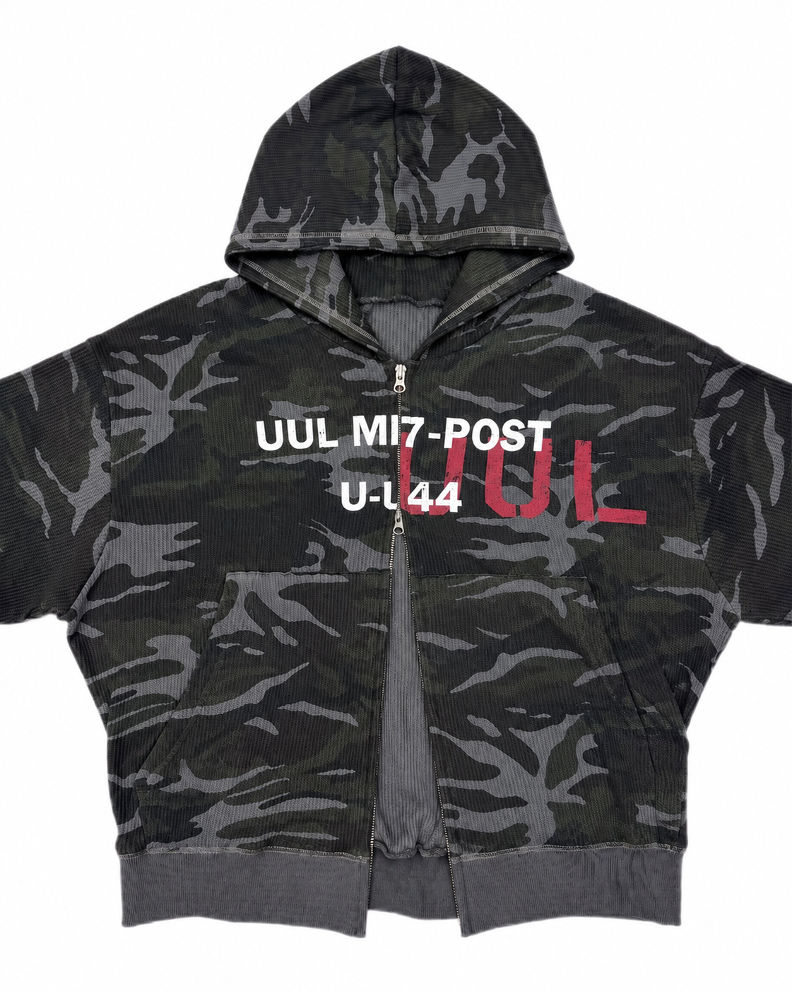受注制【Never mind the XU】MILITARY CAMO THERMAL ZIP HOODIE (2color)