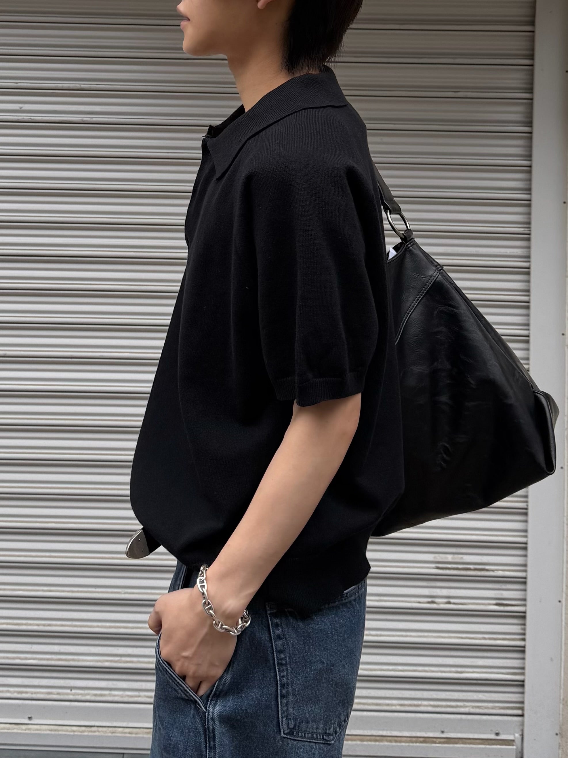 東京店WEB限定受注制【Chikashitsu +】cropped knit poloshirt (3color)